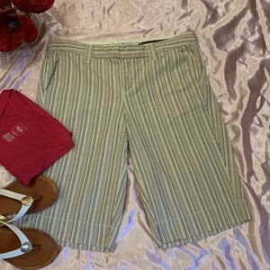 🌹 Retro Tommy Hilfiger Beige and Brown Casual Striped Bermuda Shorts